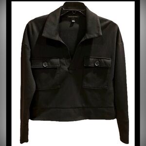 Banana Republic Black Utility-Style Knit Pullover Top Size Large